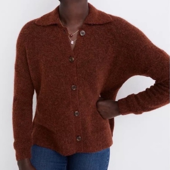 Madewell Carabelle Polo Cardigan Wool Button up Sweater - Picture 7 of 8